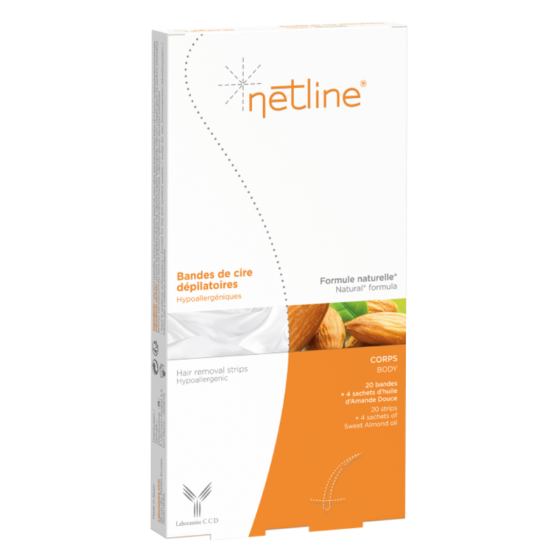 Laboratoire CCD Netline Bandes de cire dépilatoires corps 20 bandelettes