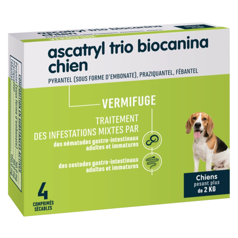 Biocanina Ascatryl Trio Chien 4 comprimés sécables