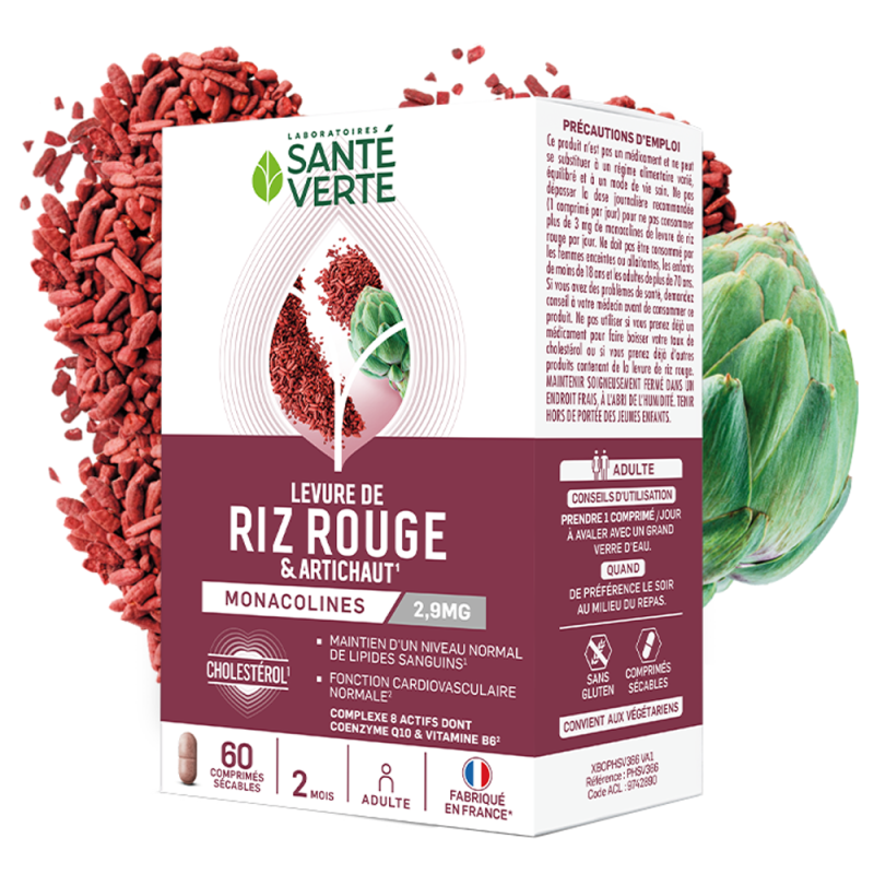 Santé Verte Levure de Riz Rouge & Artichaut 60 comprimés