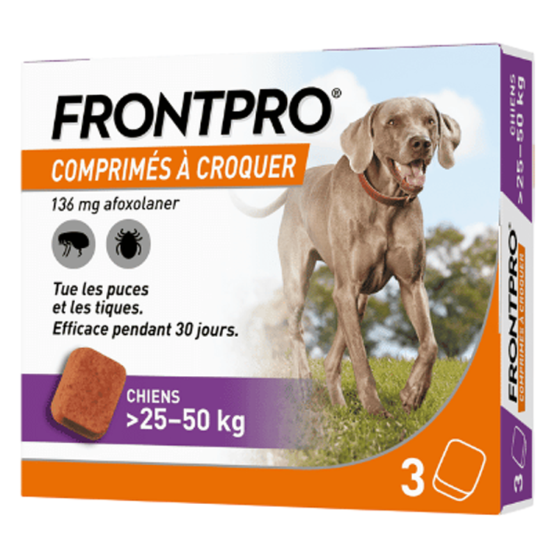 Frontline Frontpro 136mg 3 comprimés à croquer chiens 25-50kg