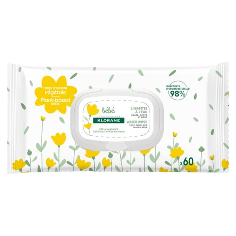 Klorane Bébé Lingettes nettoyantes à l'eau 60 unités