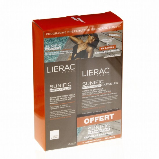 Lierac Coffret sunific préparateur sérum starter bronzage 125ml + 30 capsules Sunific