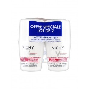 Vichy Déodorant Anti-Transpirant Bille 48H Anti Repousse Peau Sensible ou Epilée Lot de 2x50ml