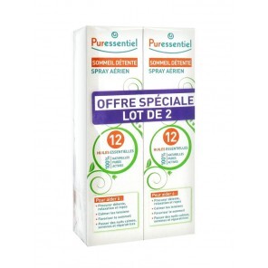 Puressentiel Spray Sommeil Détente aux 12 Huiles Essentielles Lot de 2 x 75 ml