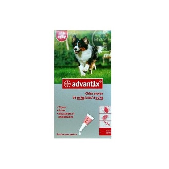 Bayer Advantix Chien 10 à 25 Kg 4 Pipettes