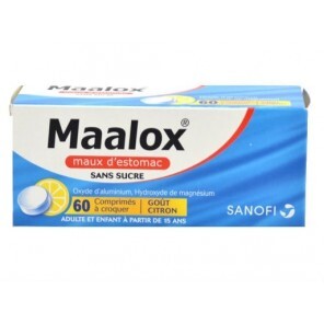 Maalox Maux D'estomac Sans Sucre 60 Comprimés Goût Citron