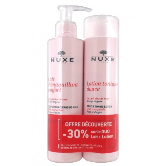 Nuxe Lotion Tonique Douce 200ml + Lait Démaquillant Confort aux Pétales de Rose 200ml