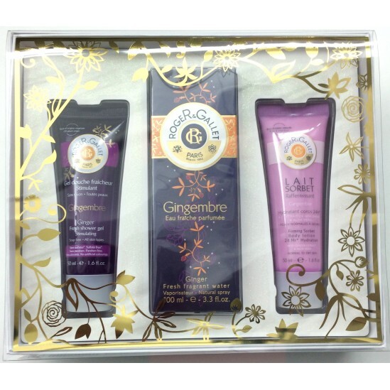 Roger Gallet Coffret Gingembre Eau fraiche 100 ml + Gel douche 50 ml + lait corps 50 ml OFFERTS