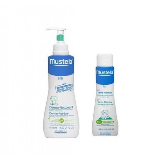 Mustela  bébé dermo nettoyant 500ml + Format voyage 200ml Offert