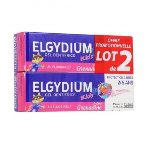 Elgydium Kids dentifrice Protection caries 2-6 ans Grenadine 2 x 50ml