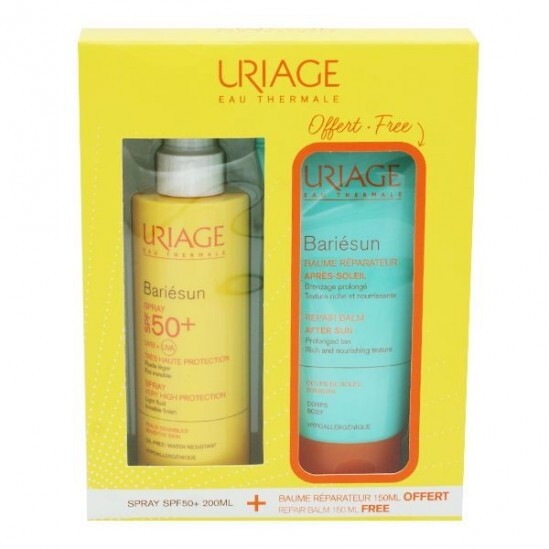 Uriage coffret bariésun spray solaire SPF 50 + baume réparateur 150ml OFFERT