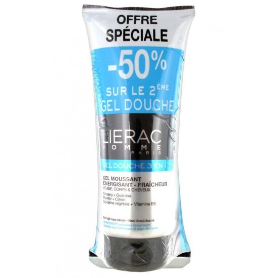 Lierac Homme Gel Douche 3 en 1 Energisant Fraîcheur Lot de 2 x 200 ml