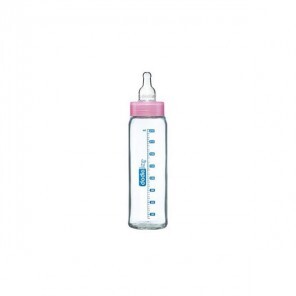 Dodie biberon verre col étroit rose  240ml