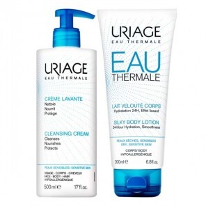 Uriage crème lavante 500ml + lait velouté corps 200ml