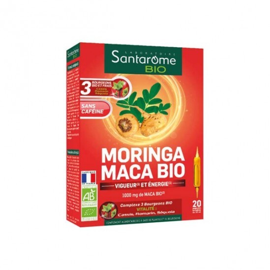 Santarome bio moringa maca bio complément alimentaire 20 ampoules x 10ml