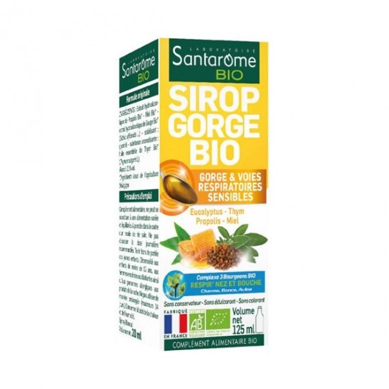 Santarome bio sirop gorge bio complément alimentaire flacon 125ml