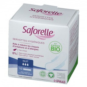 Saforelle serviettes hygiéniques coton bio nuit boite de 10