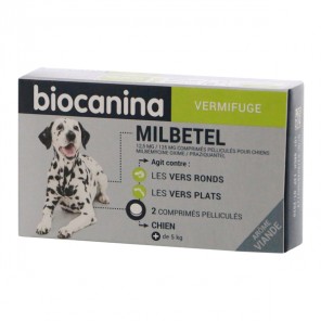 Biocanina milbetel vermifuge chien + de 5kg 2 comprimés