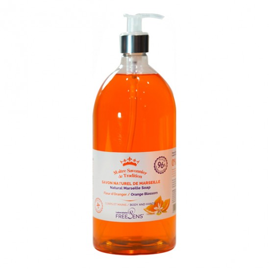 Freesens savon liquide de Marseille fleur d'oranger 1L