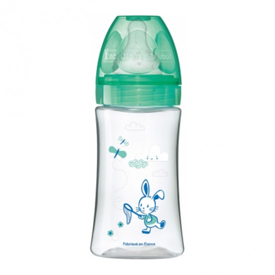 Dodie initiation+ biberon tétine 3vitesses débit 2 vert valentin 270ml