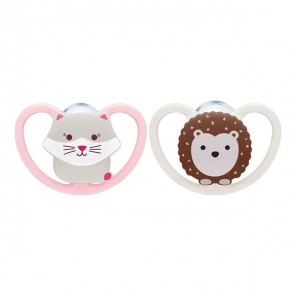 Nuk sucettes space 0-6m chat-hérisson lot de 2