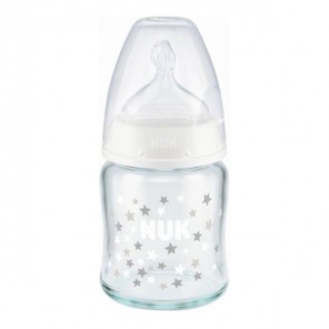 Nuk fc + tc biberon silicone verre 0-6 mois mixte 120ml