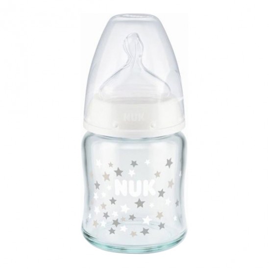 Nuk fc + tc biberon silicone verre 0-6 mois mixte 120ml