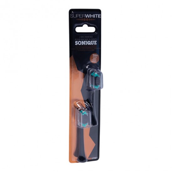 Superwhite 2 recharges pour brosse à dents sonique souple noire