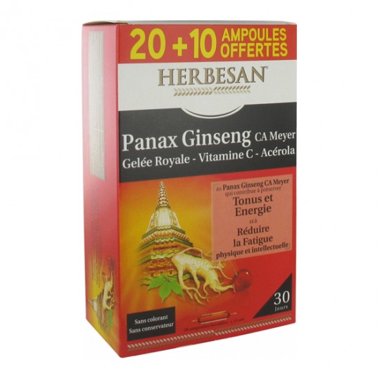 Herbesan ginseng + gelée royale 30 ampoules