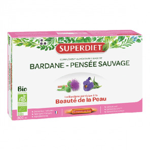 Superdiet Bardane pensée sauvage bio complément alimentaire 20 ampoules 300ml