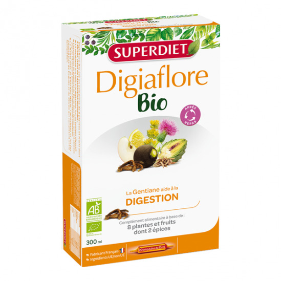 Superdiet Digiaflore bio tonique digestif 20 ampoules