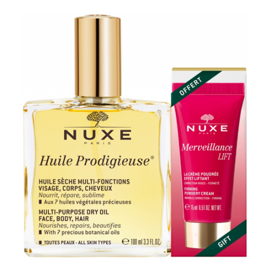 Nux huile prodigieuse 100ml + merveillance lift crème poudrée 15ml