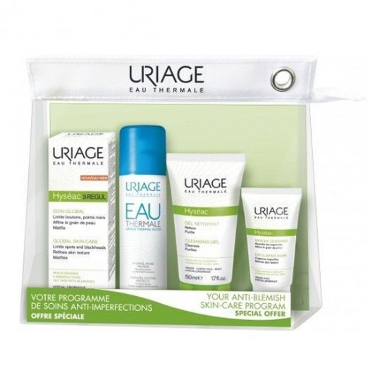 Uriage Trousse Hyséac Kit Soin 3-Regul 40ml + Gel 50ml + Eau Thermale 50 ml