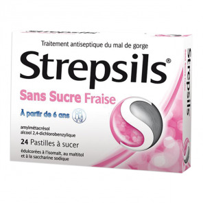 Strepsils fraise sans sucre...