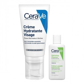 CeraVe crème hydratante visage + crème lavante hydratante offerte