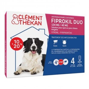 Clément thékan fiprokil 134mg duo spot-on chiens moyens 10à20kg