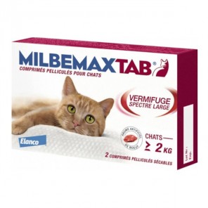 MilbemaxTab Vermifuge Spectre Large 2 comprimés pélliculés chats +2kg