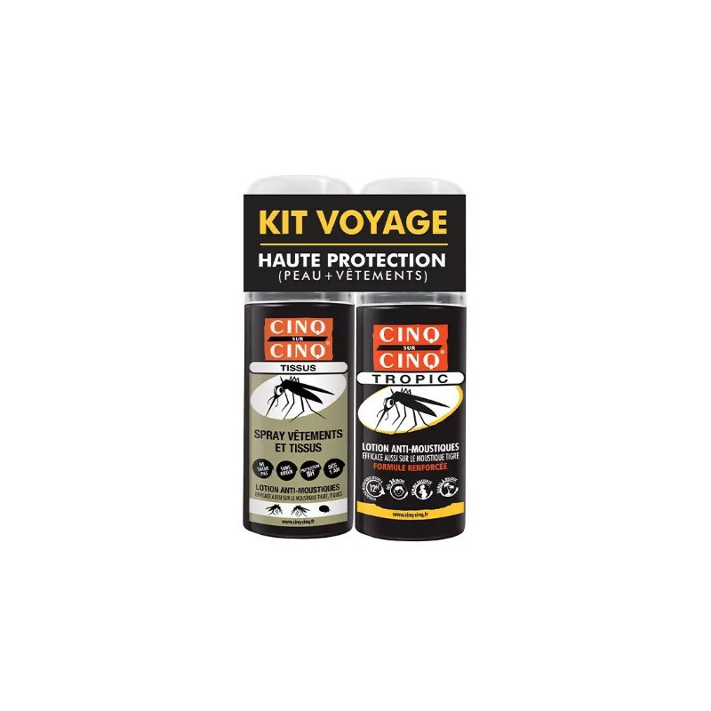 Cinq sur Cinq Kit voyage anti-moustiques Haute Protection Peau + Vêtements
