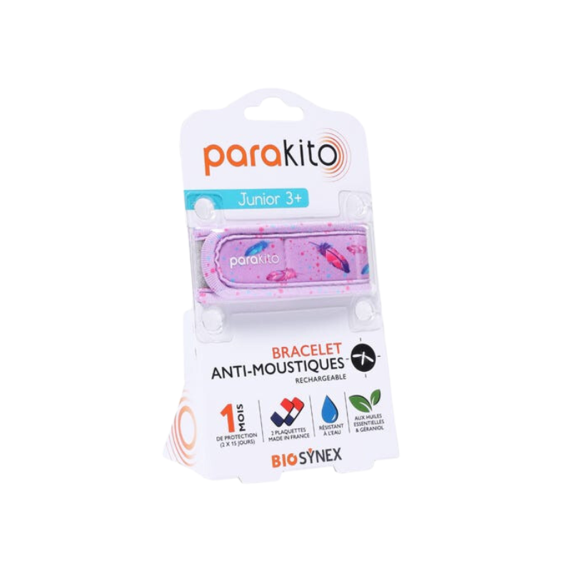 Parakito Junior 3+ Bracelet anti-moustiques rechargeable Plumes