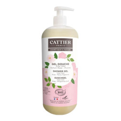 Cattier gel douche sans sulfate à l'aloe vera parfum rose pivoine bio 1L