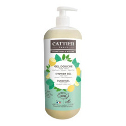 Cattier gel douche sans sulfate à l'aloe vera parfum citron menthe bio 1L
